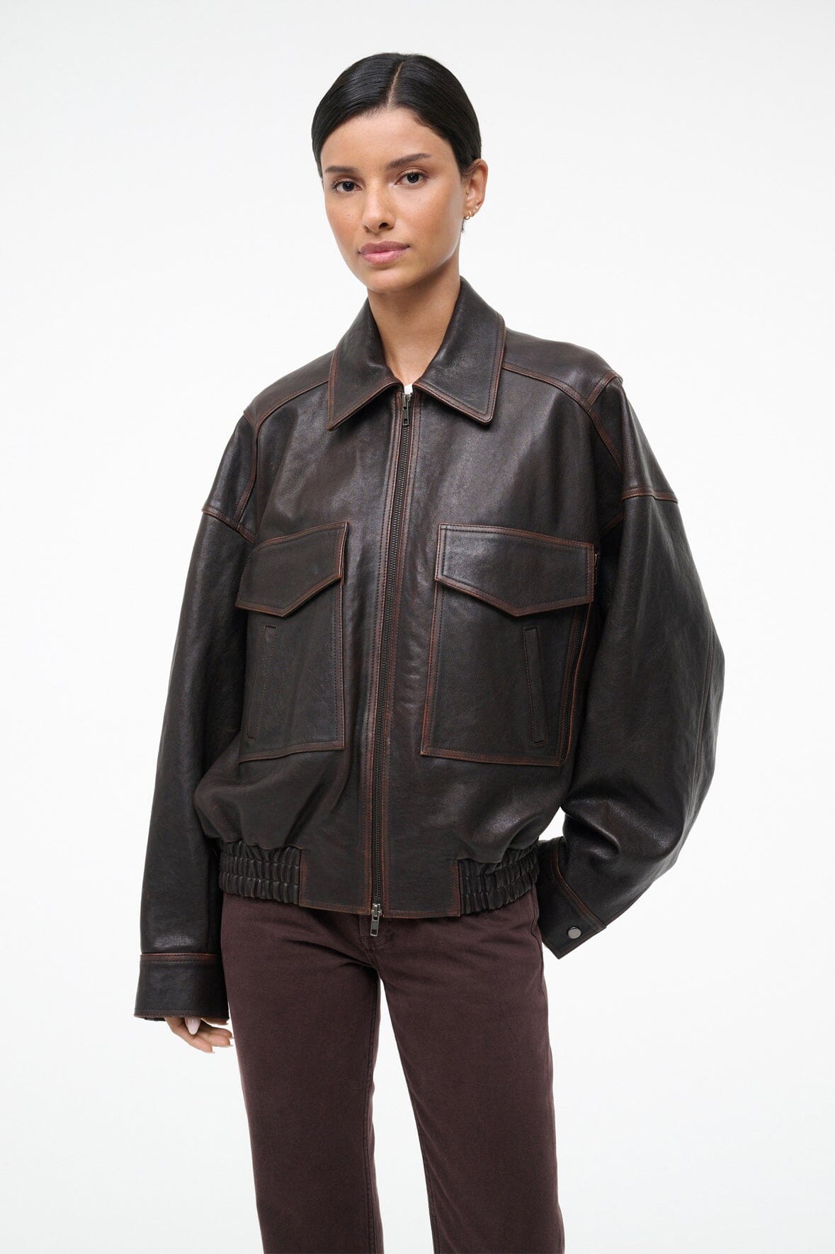 EUGENE LEATHER JACKET | DISTRESSED BROWN - Image 4
