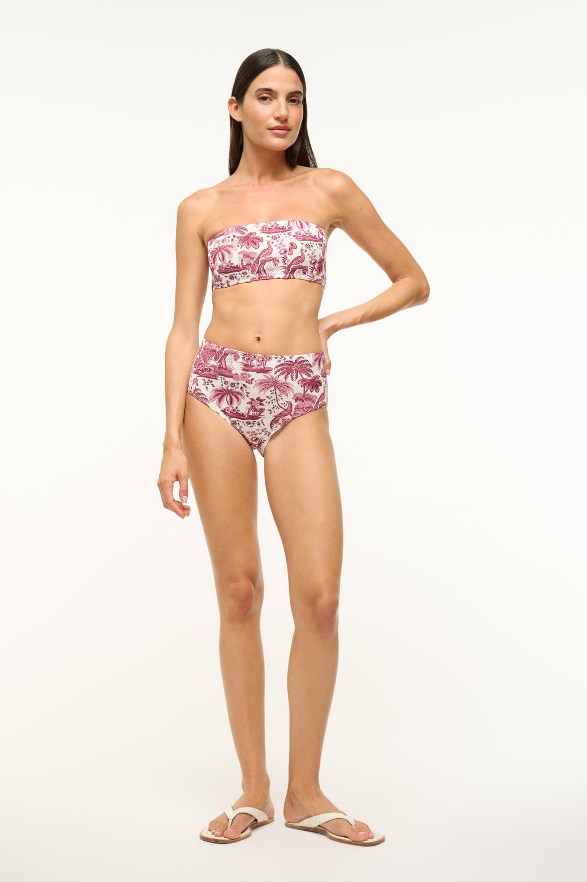 DEVON HIGH RISE BIKINI BOTTOM | BORDEAUX TOILE - Image 3