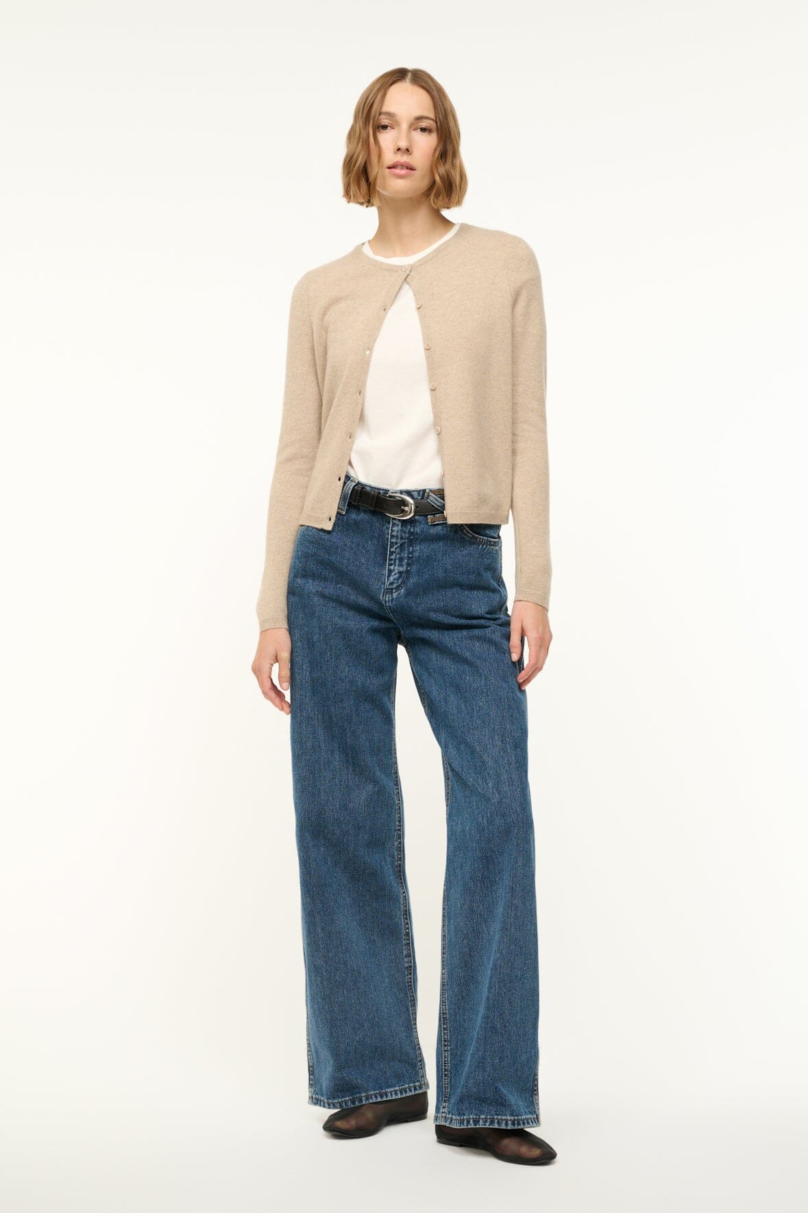 MIDNIGHT CASHMERE CARDIGAN | STONE - Image 2