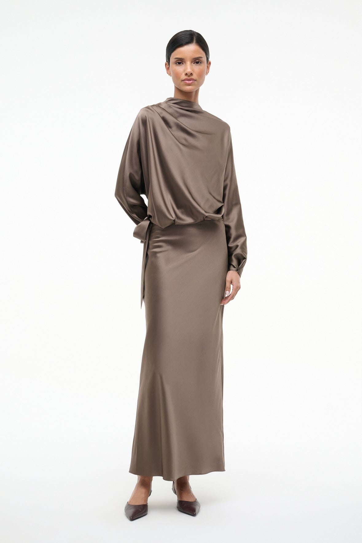 PHOEBE SILK DRESS | TRUFFLE - Image 5