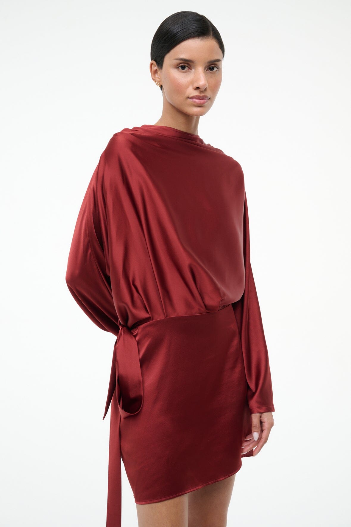 PHOEBE SILK MINI DRESS | SANGRIA - Image 4