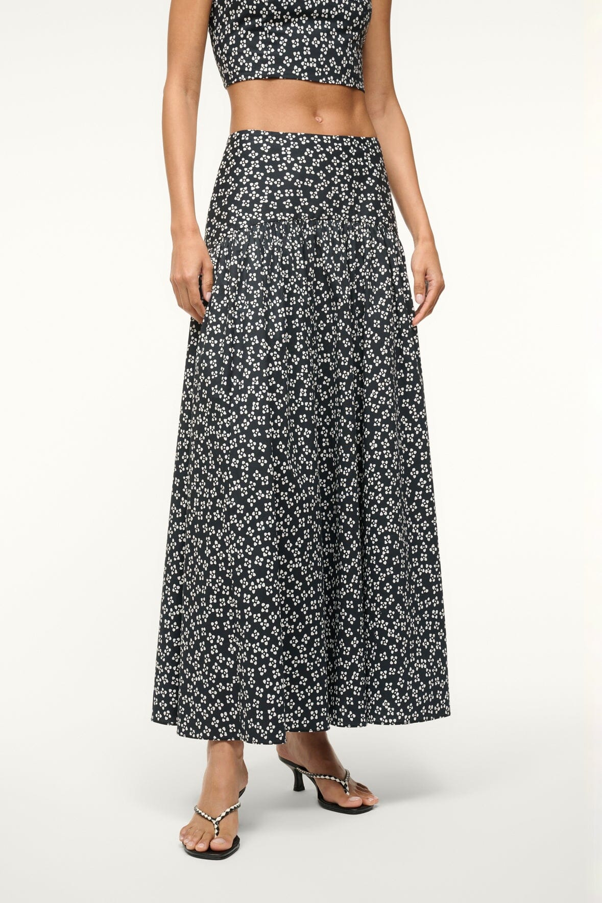 PROCIDA SKIRT | BLACK WOODBLOCK FLORAL - Image 2