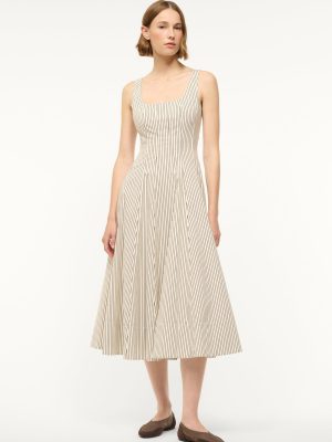 WELLS DRESS | IVORY DARK OAK MICRO STRIPE