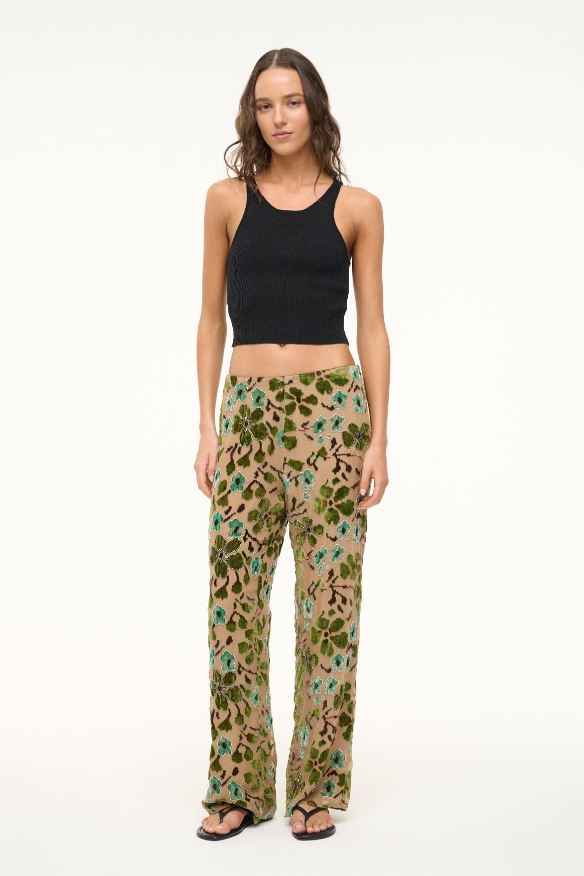 AVOLA BEADED PANT | MOSS FLORAL TAPESTRY