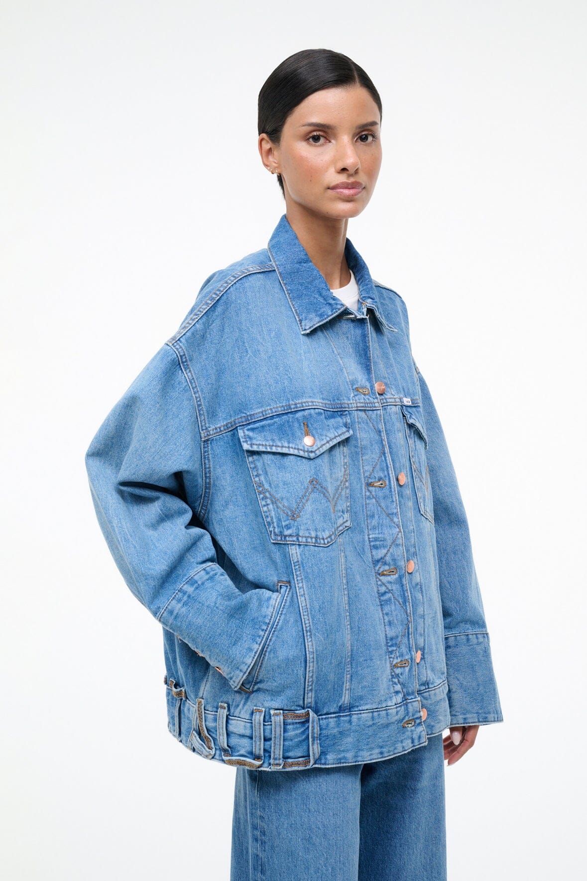 CUSTOM STAUD x C.BONZ THE BIGGEST JEAN JACKET | MID BLUE - Image 2