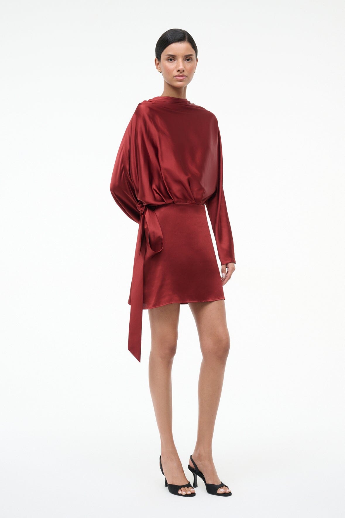 PHOEBE SILK MINI DRESS | SANGRIA - Image 2