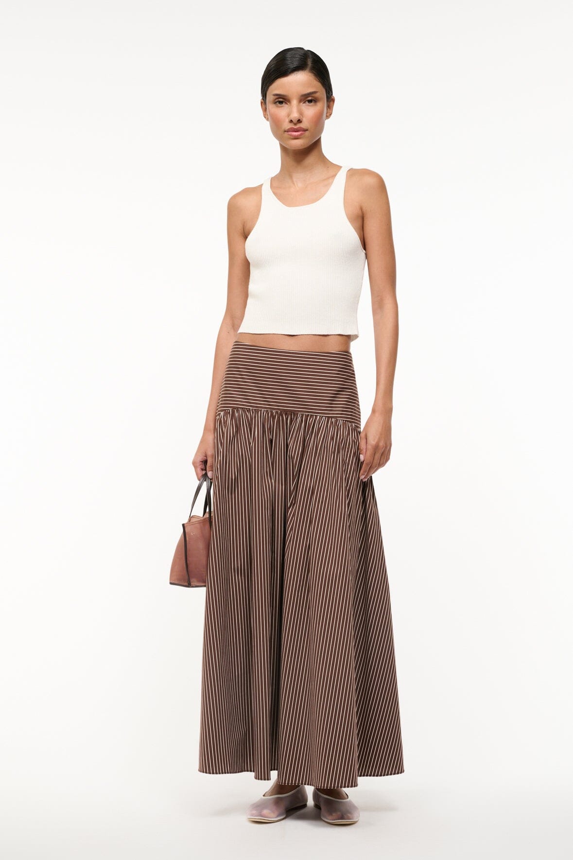 PROCIDA SKIRT | DARK OAK MICRO STRIPE