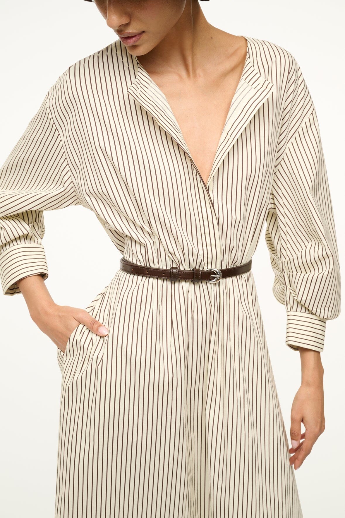 CAFU DRESS | IVORY DARK OAK MICRO STRIPE - Image 5