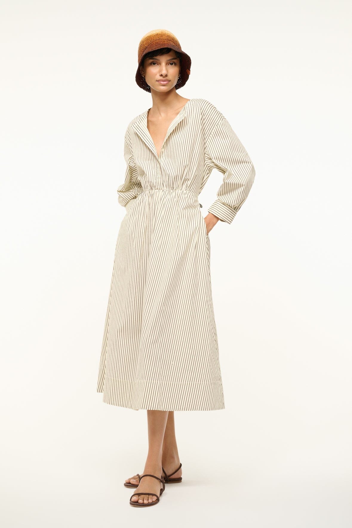 CAFU DRESS | IVORY DARK OAK MICRO STRIPE - Image 4