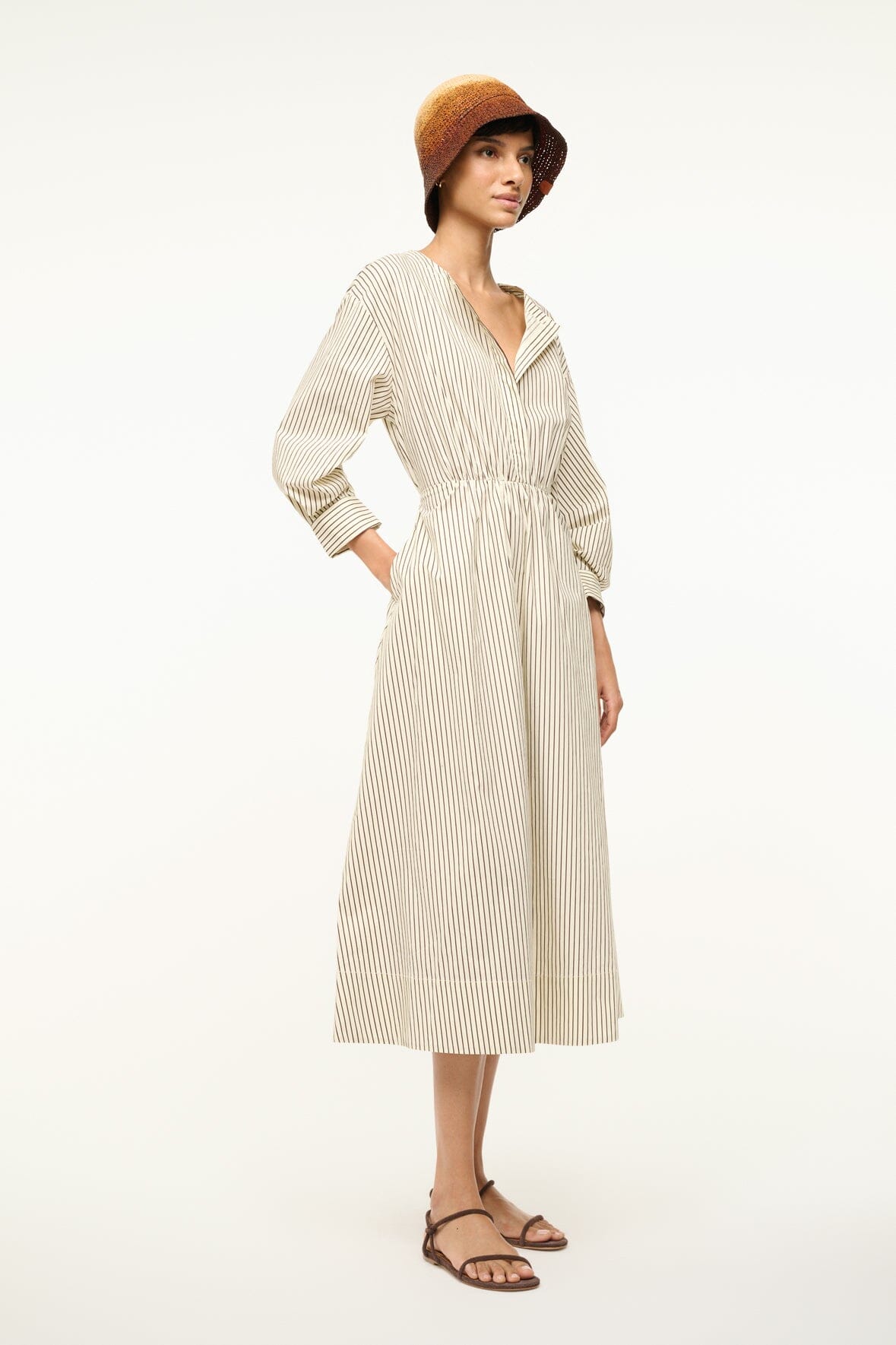 CAFU DRESS | IVORY DARK OAK MICRO STRIPE - Image 2
