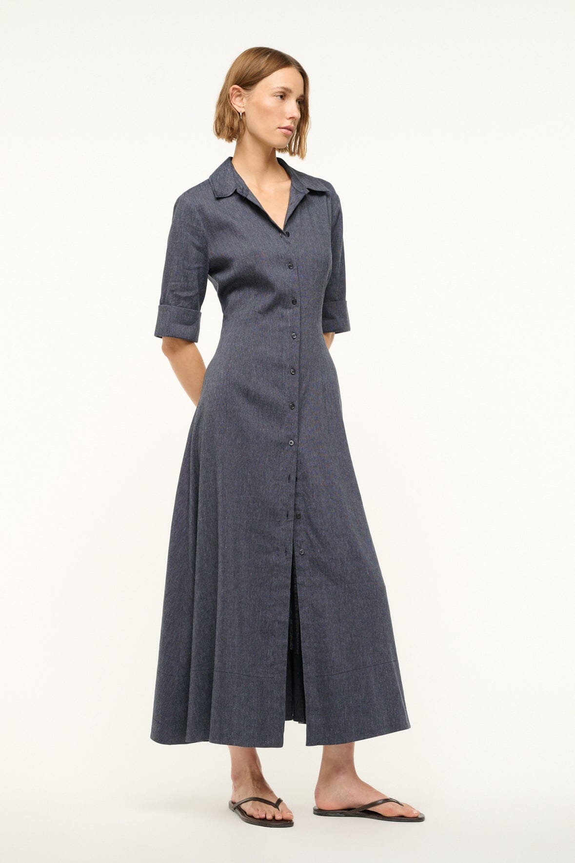 JOAN LINEN DRESS | CHAMBRAY - Image 2