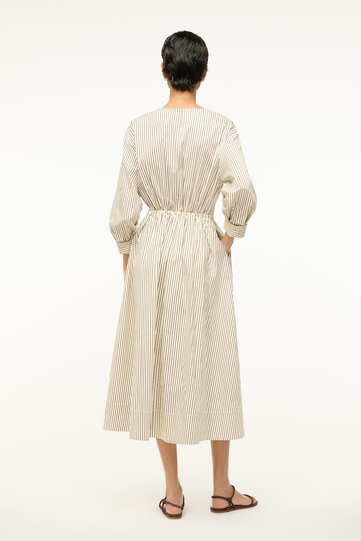 CAFU DRESS | IVORY DARK OAK MICRO STRIPE - Image 3