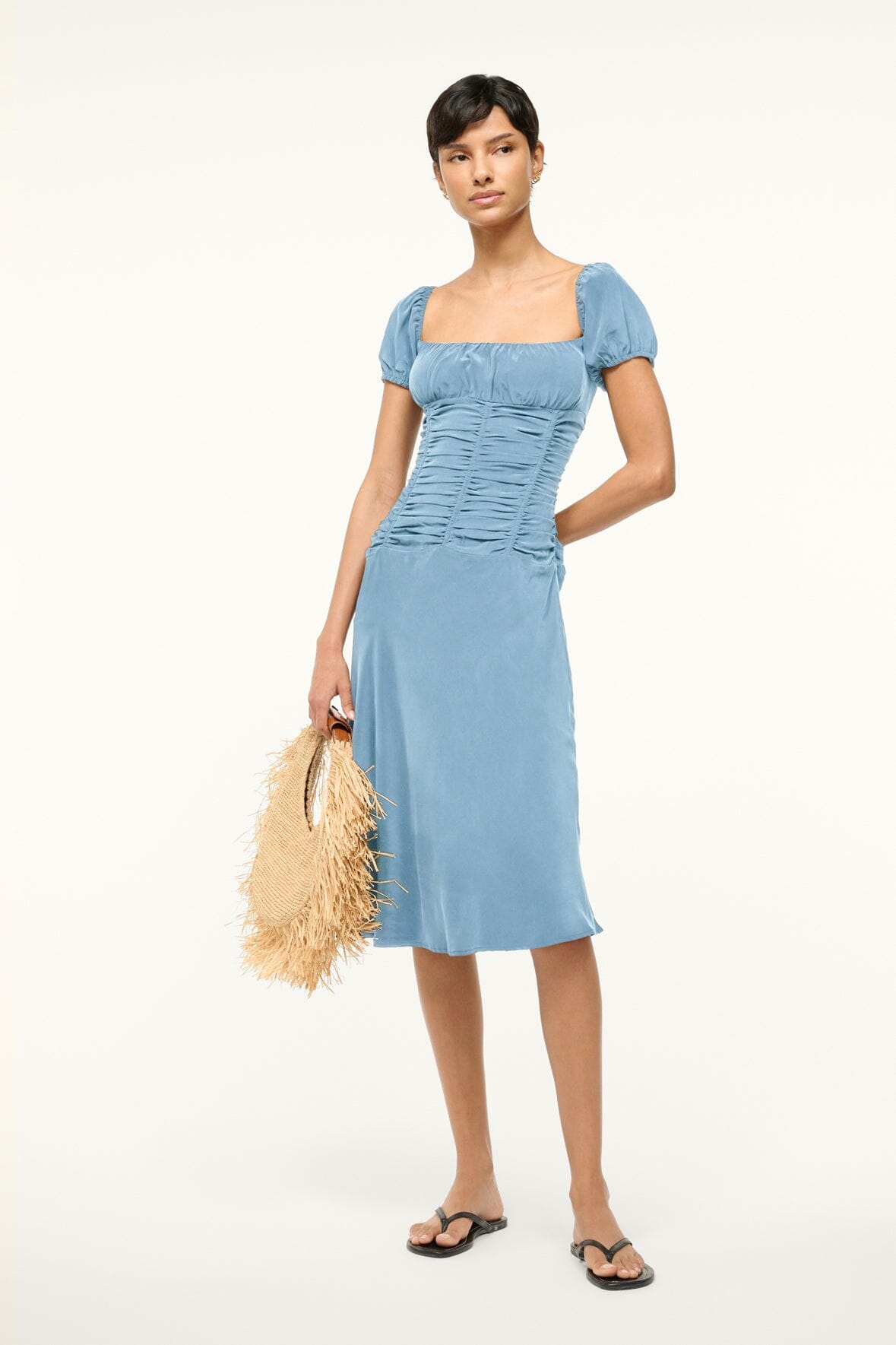 ELBA SILK DRESS | SLATE BLUE - Image 3
