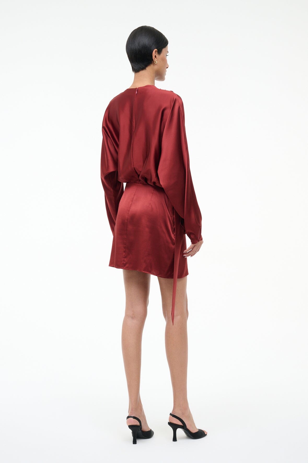 PHOEBE SILK MINI DRESS | SANGRIA - Image 3
