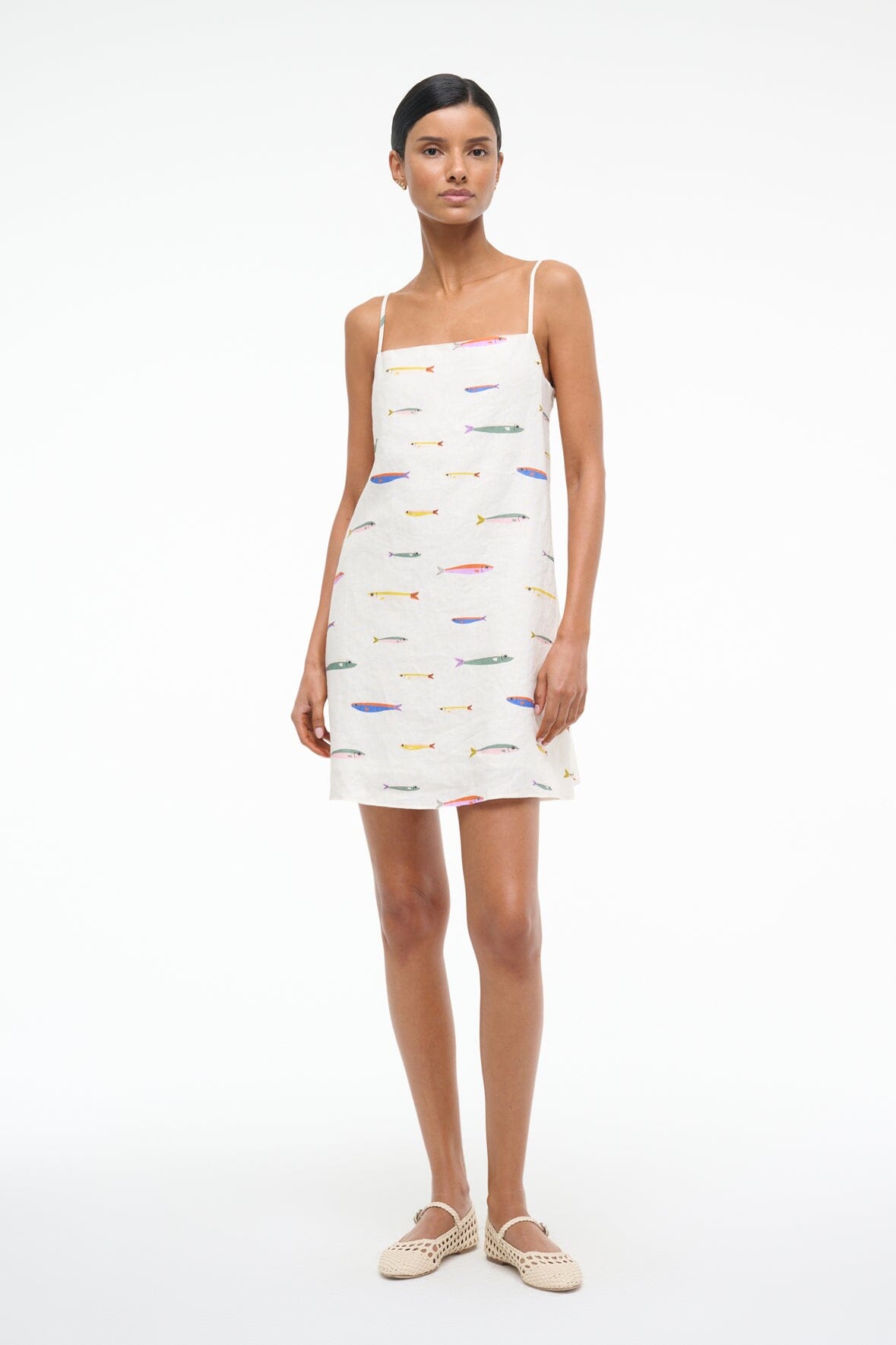 LAURA LINEN MINI DRESS | POP SARDINES IVORY - Image 3