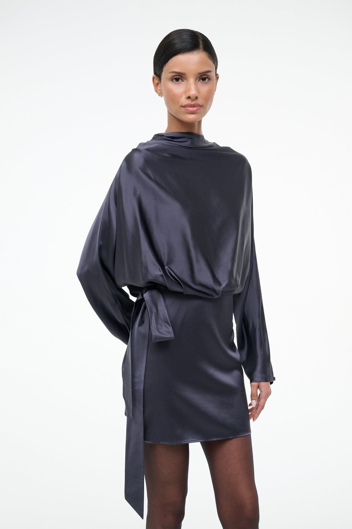 PHOEBE SILK MINI DRESS | NOCTURNE - Image 2
