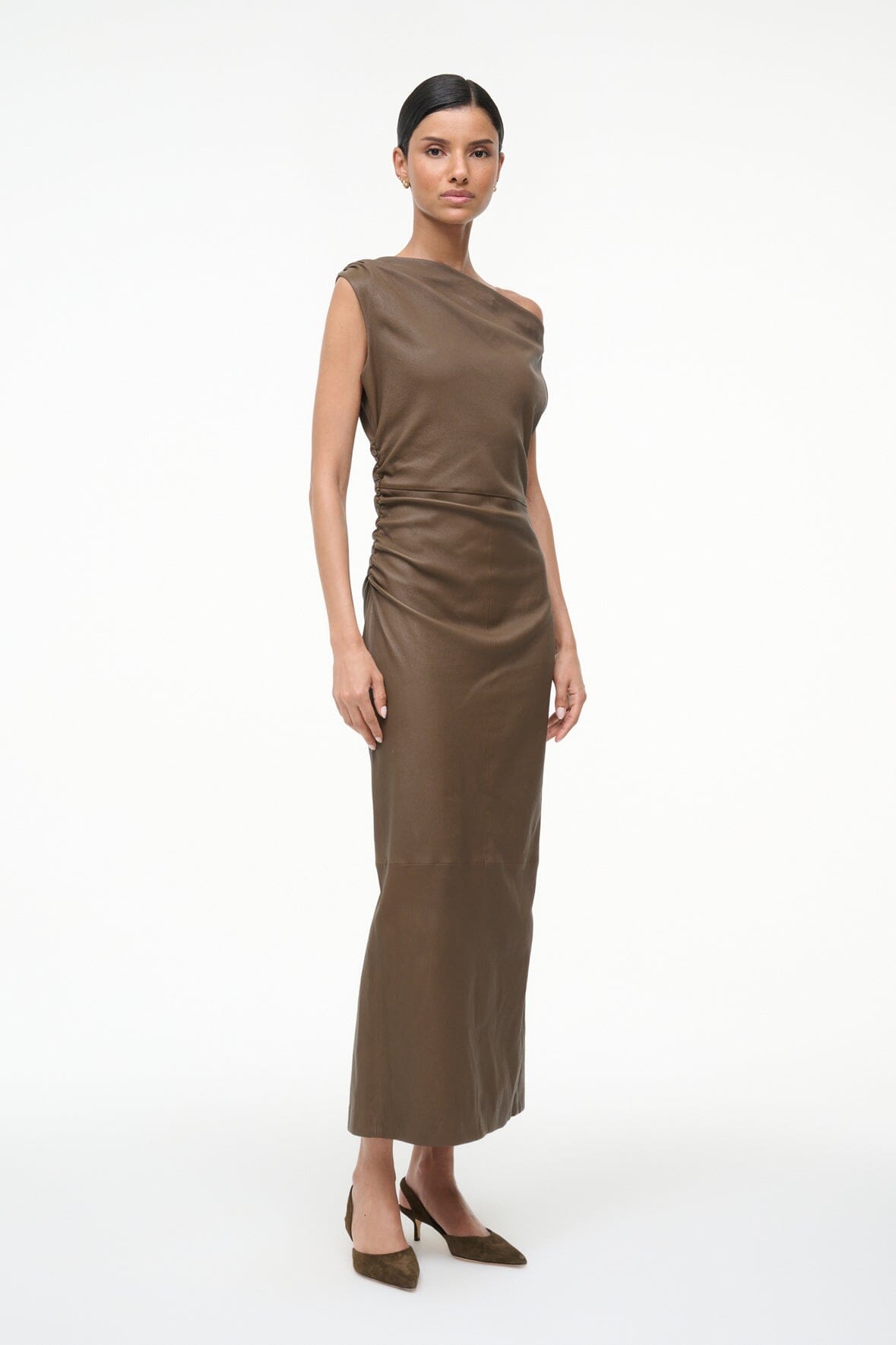 PHARE LEATHER DRESS | TRUFFLE - Image 4