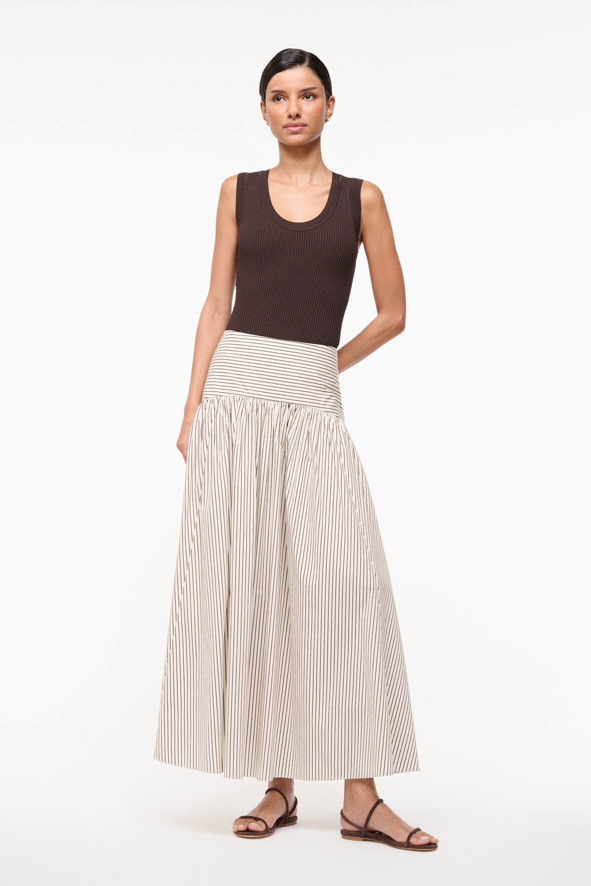 PROCIDA SKIRT | IVORY DARK OAK MICRO STRIPE - Image 3