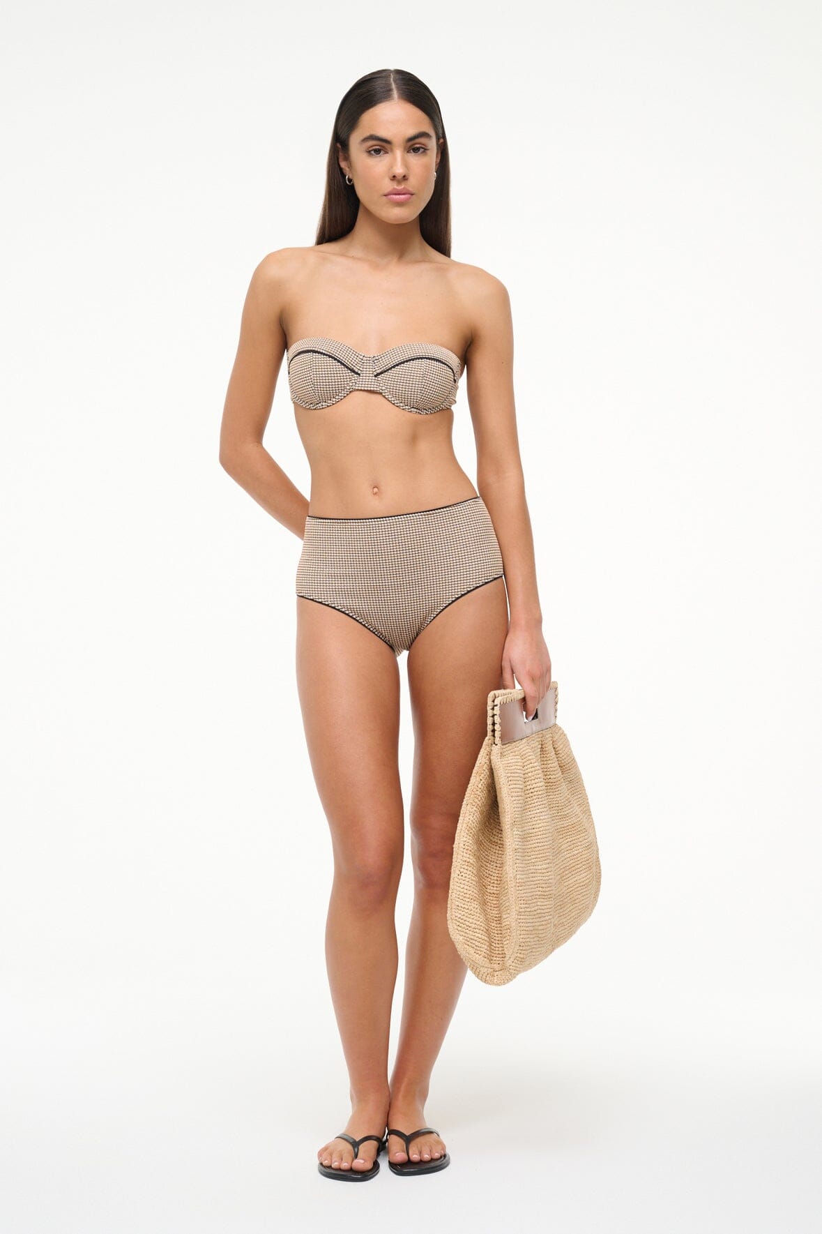 DEVON HIGH RISE BIKINI BOTTOM | NATURAL PIQUE