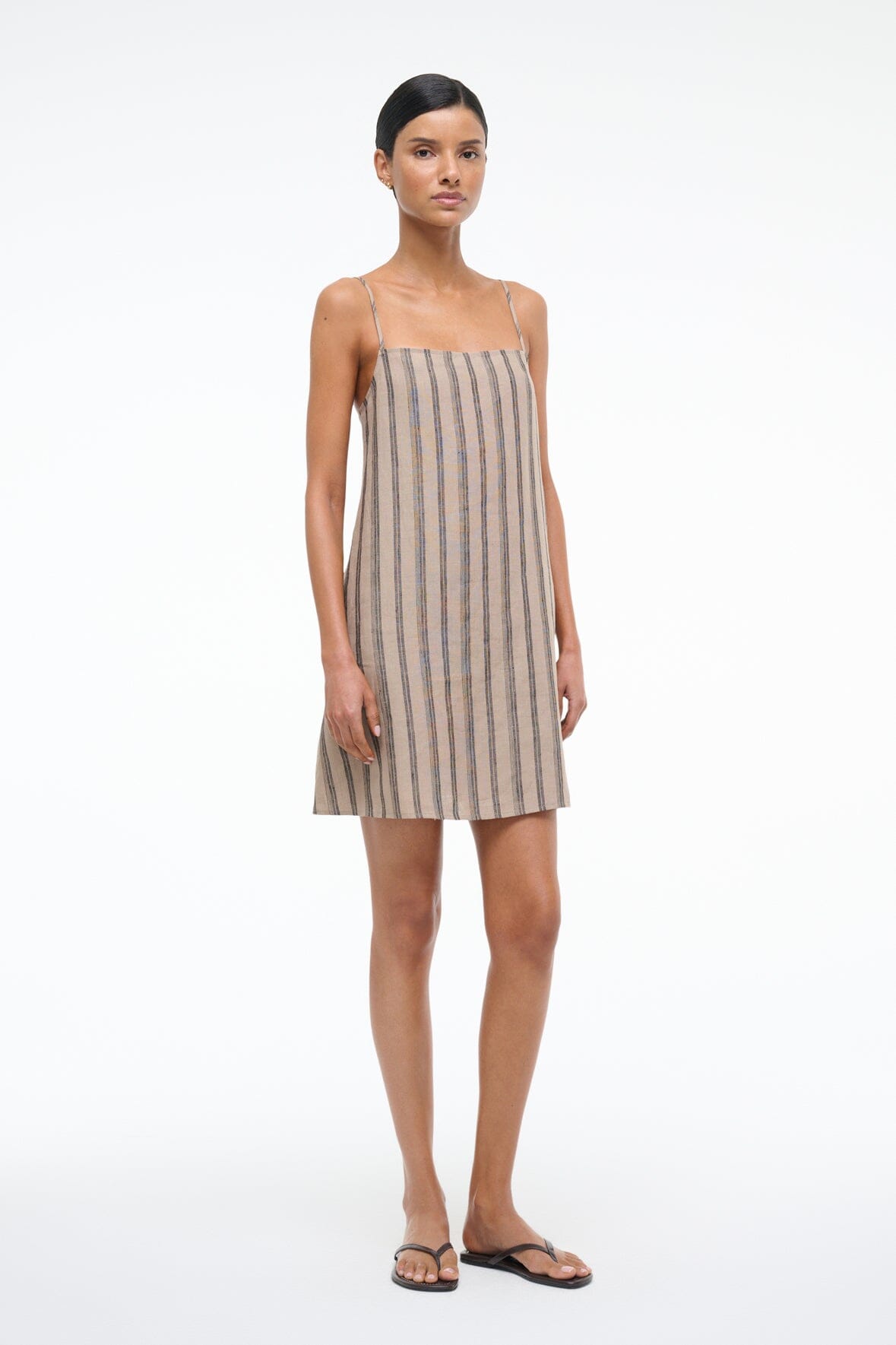 LAURA LINEN MINI DRESS | SAHARA STRIPE - Image 2