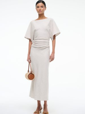 AMELIE LINEN MIDI DRESS | NATURAL