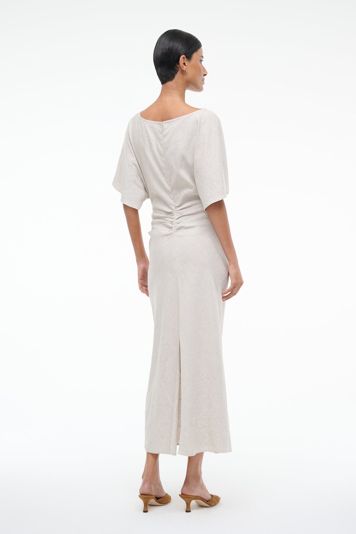 AMELIE LINEN MIDI DRESS | NATURAL - Image 5