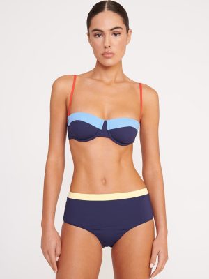 DEVON HIGH RISE BIKINI BOTTOM | NAVY COLORBLOCK