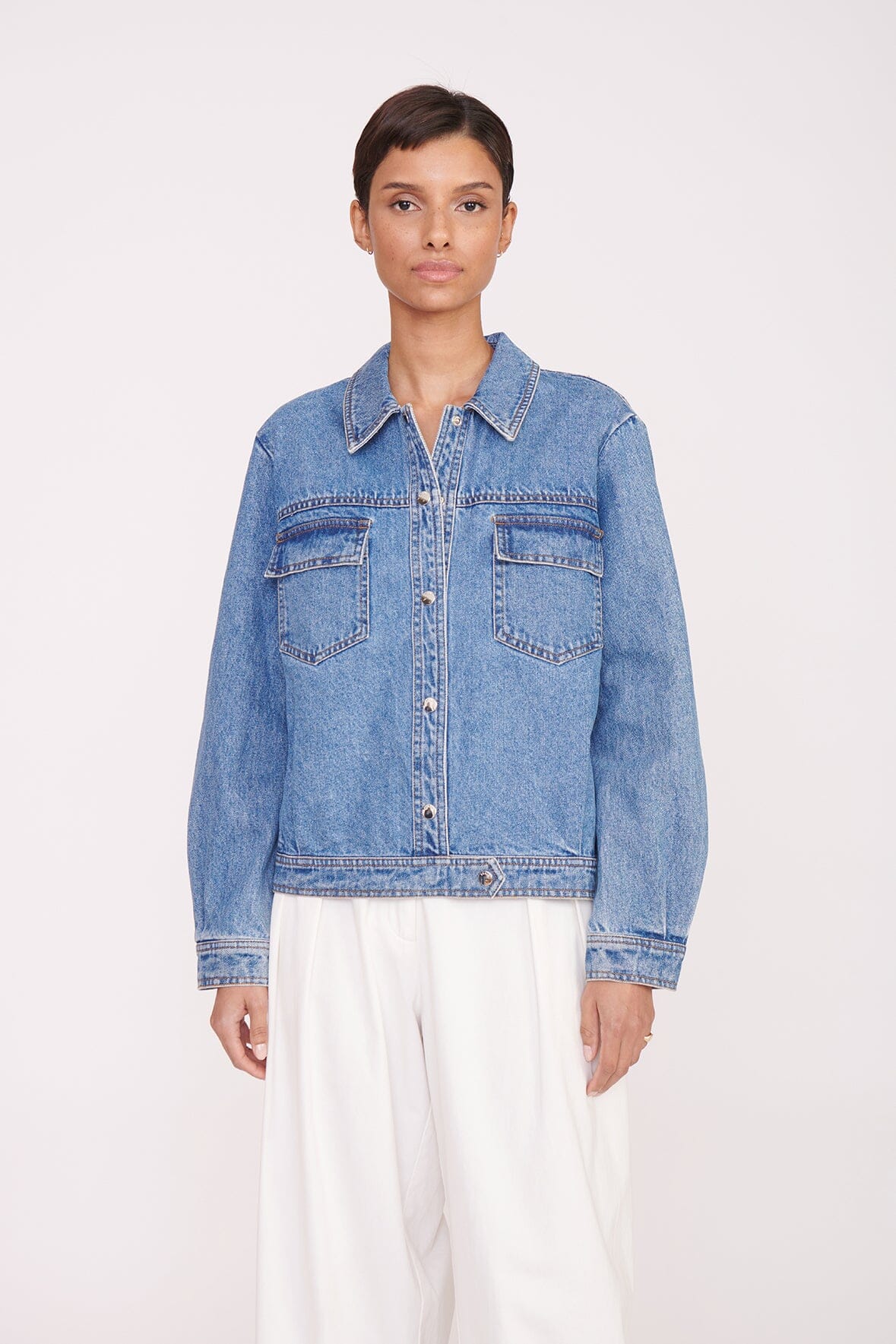 CUSTOM STAUD x C.BONZ OVERSIZED RYAN DENIM JACKET | MEDIUM WASH - Image 5