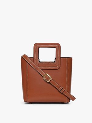 MINI SHIRLEY LEATHER BAG | SADDLE