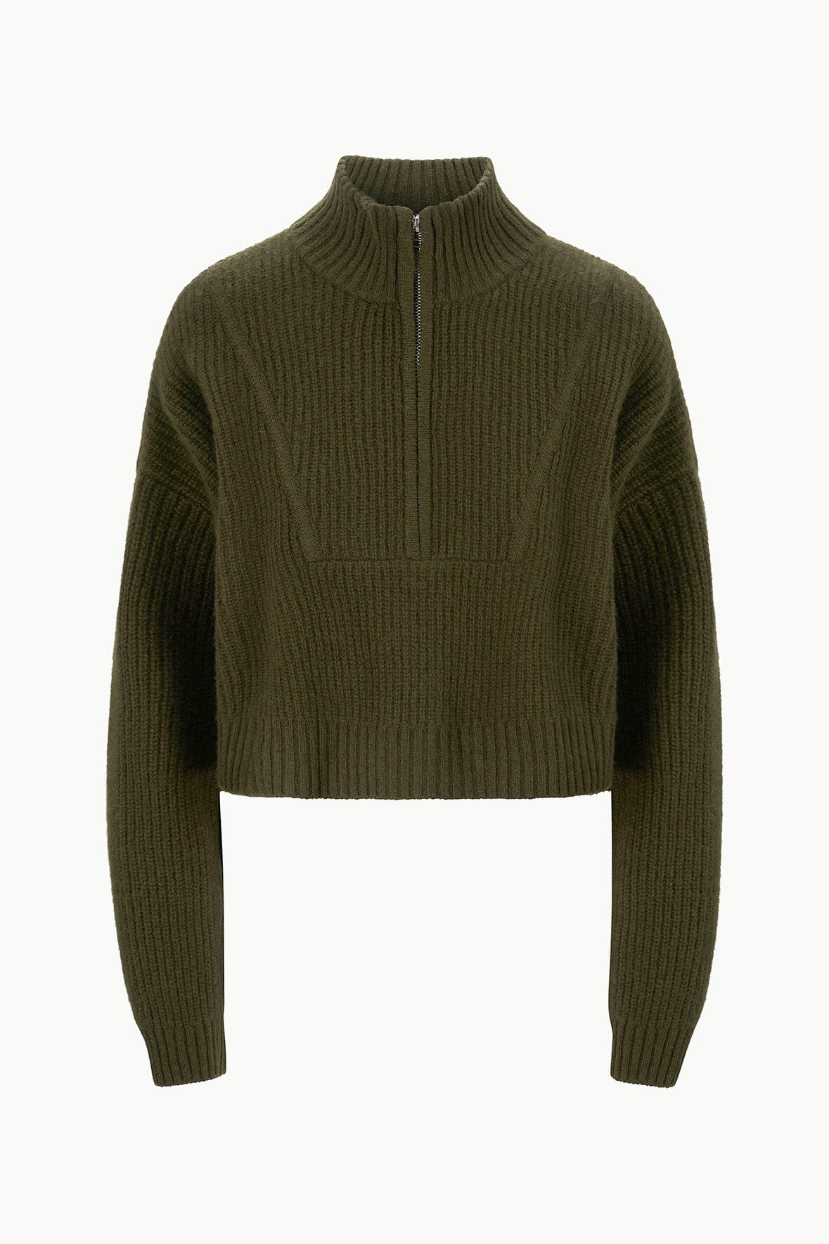 CASHMERE CROPPED HAMPTON SWEATER | OLIVE - Image 4