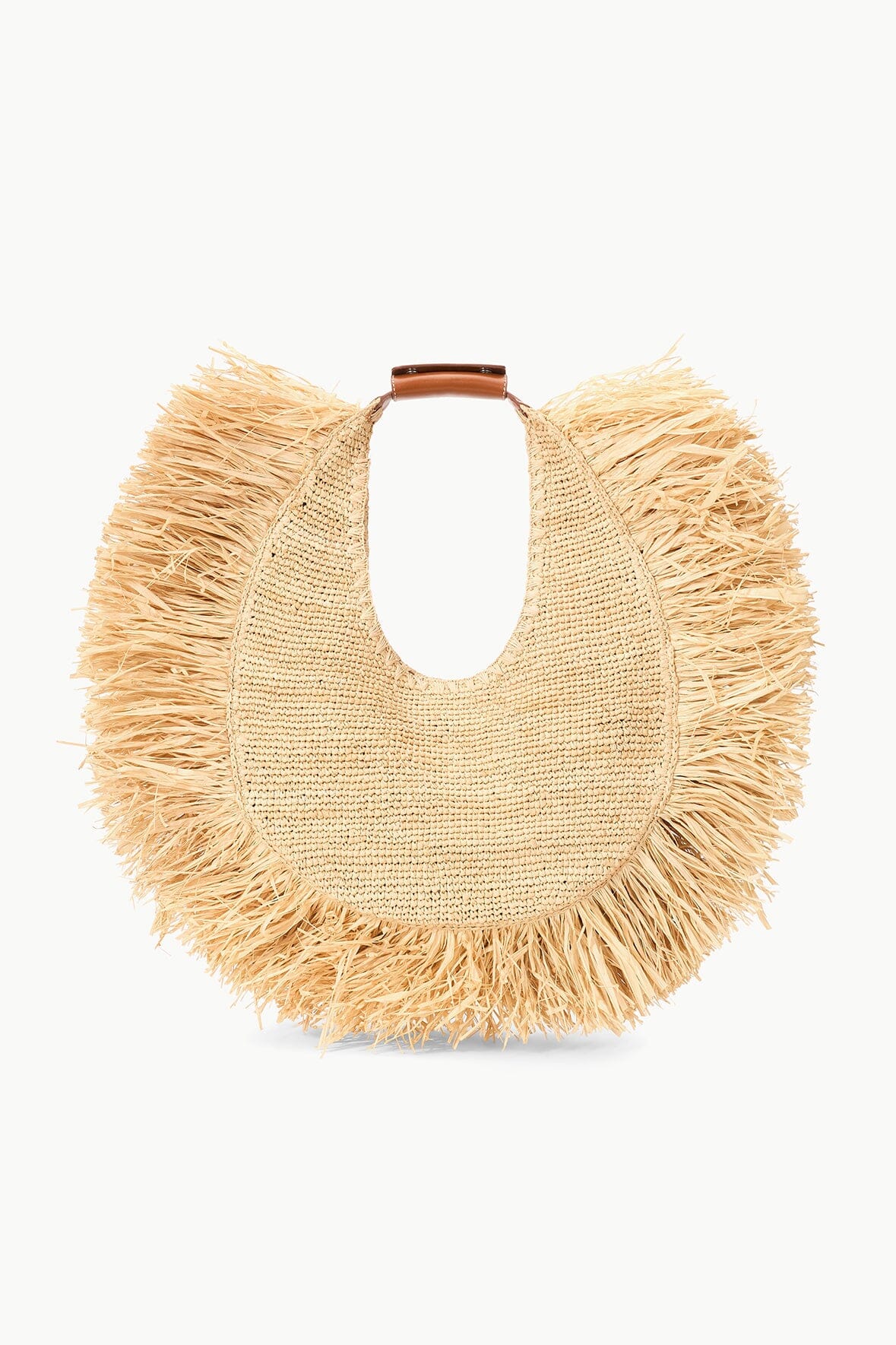 LARGE RAFFIA MOON TOTE BAG | NATURAL FRINGE