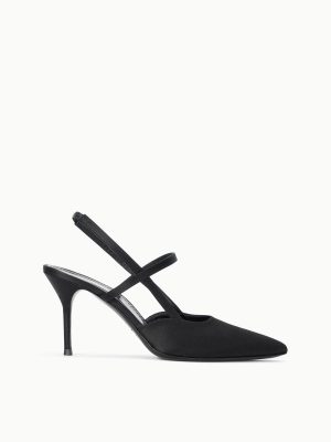 SEBASTIAN HIGH HEEL SLINGBACK | BLACK SATIN