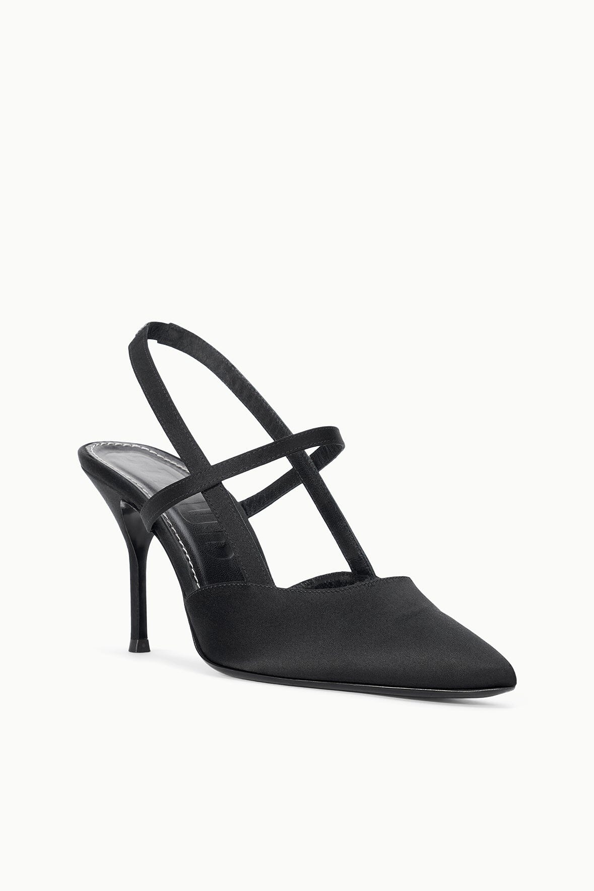 SEBASTIAN HIGH HEEL SLINGBACK | BLACK SATIN - Image 3