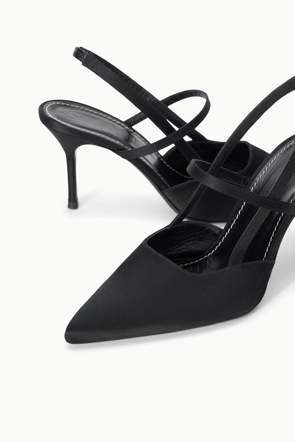 SEBASTIAN HIGH HEEL SLINGBACK | BLACK SATIN - Image 6