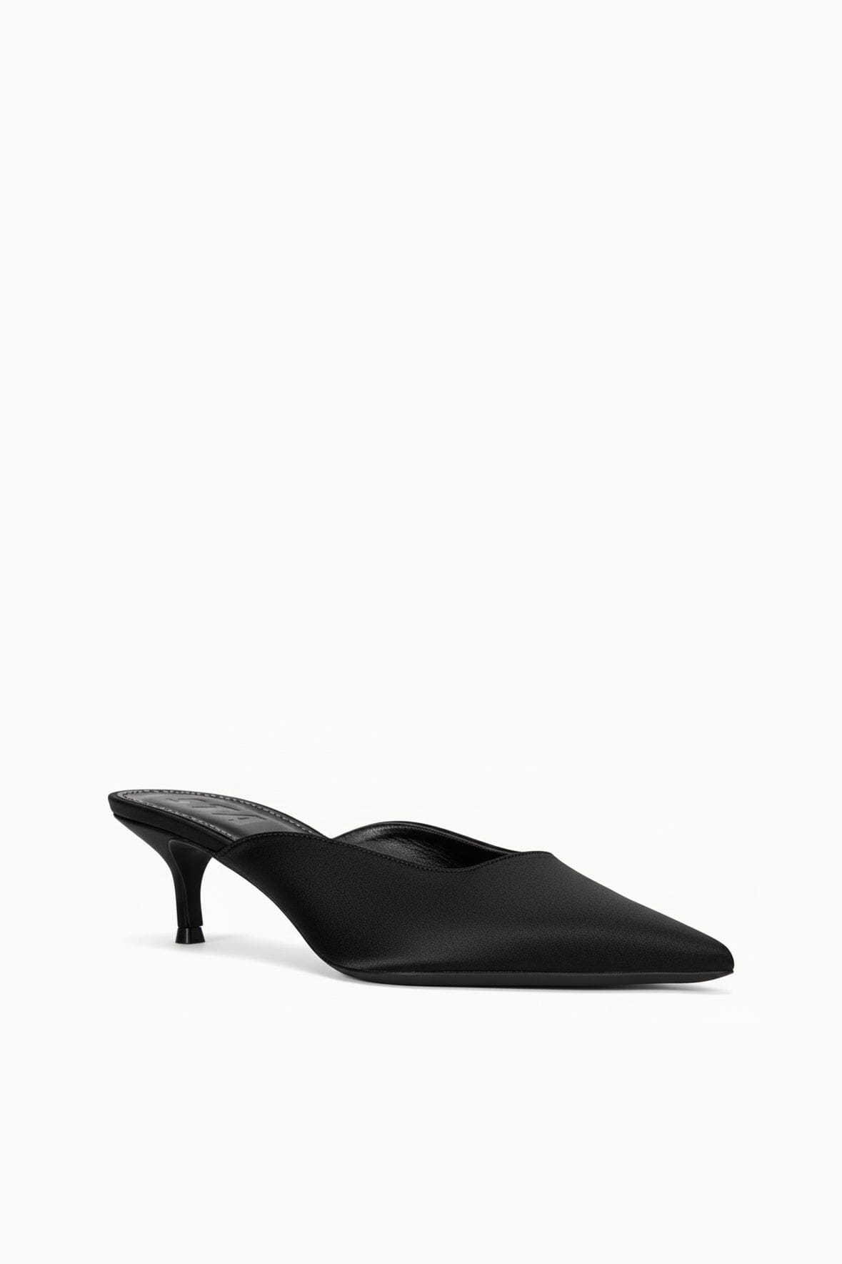 SEBASTIAN KITTEN HEEL MULE | BLACK SATIN - Image 2