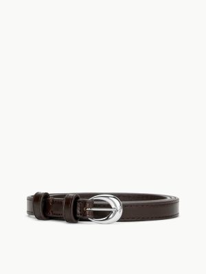 SLIM MOON BUCKLE BELT - 13MM | MAHOGANY SILVER