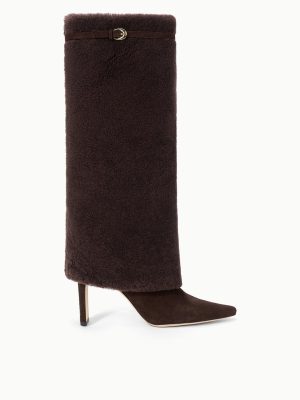 WALLY FOLDOVER HIGH HEEL BOOT | ESPRESSO SHEARLING